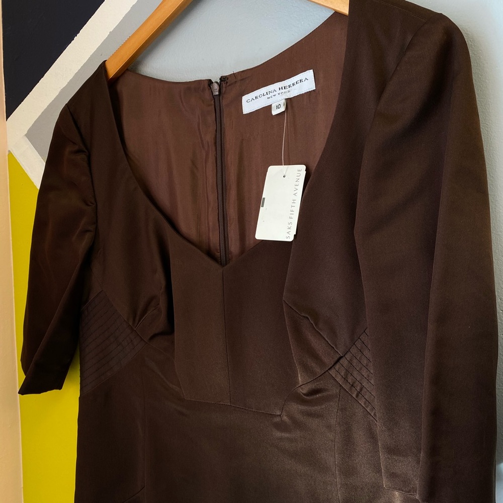 NWT Carolina Herrera Espresso Brown 100%silk dress